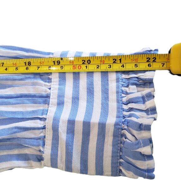 Vero Moda Striped Cotton High Ruffle Neck / Cuffs Women's Button Up Shirt (MED) - Picture 13 of 15